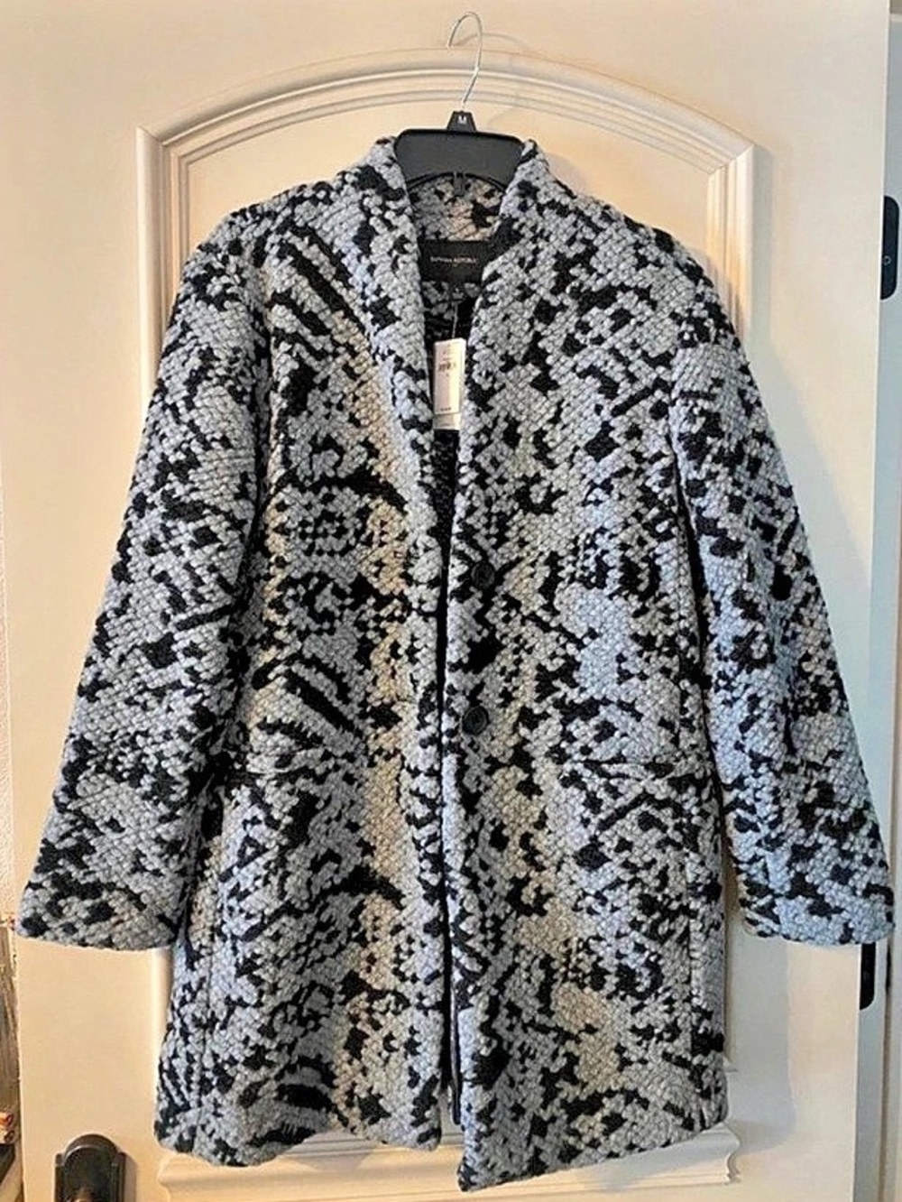 Banana Republic Animal Print Coat in Gray & Black Size Small Like New